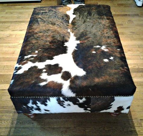 Genuine Cow Hide Cowhide Ottoman Footstool Bench Chair Furniture Table Within Warm Brown Cowhide Pouf Ottomans (View 2 of 20)