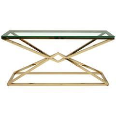 Gilt Brass Modern Console With Glass Top | Modern Console, Geometric Within Geometric Console Tables (Gallery 20 of 20)