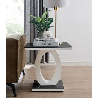 Giovani Grey & White High Gloss Side Table | Furniturebox For Smoke Gray Wood Square Console Tables (View 15 of 20)