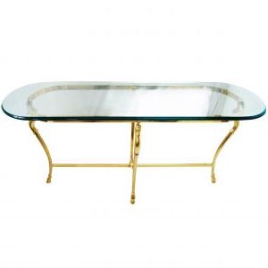 Glass And Brass Console Table Jensen Style | Mary Kay's Furniture Regarding Brass Smoked Glass Console Tables (View 14 of 20)