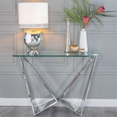 Glass Console Table | Glass Hall Table For Sale | Cfs Uk With Glass And Stainless Steel Console Tables (View 6 of 20)