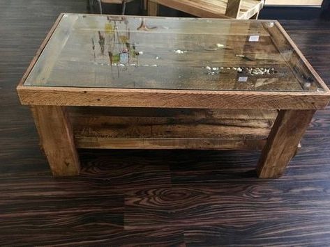 Glass Top Rustic Shadowbox Coffee Table – Fly Fishing Coffee Table In Espresso Wood And Glass Top Console Tables (View 14 of 20)