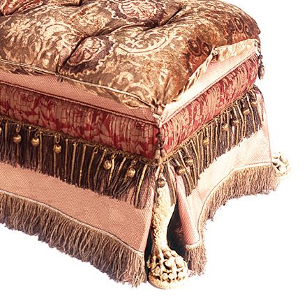 Goan Claw Foot Ottoman Within Pearl Fabric Ottomans With Black Fringe Trim (Gallery 20 of 20)