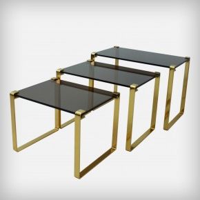 Gold And Glass Nesting Tables • Klassik 1022 | Good Old Vintage Throughout Antique Gold Nesting Console Tables (View 10 of 20)