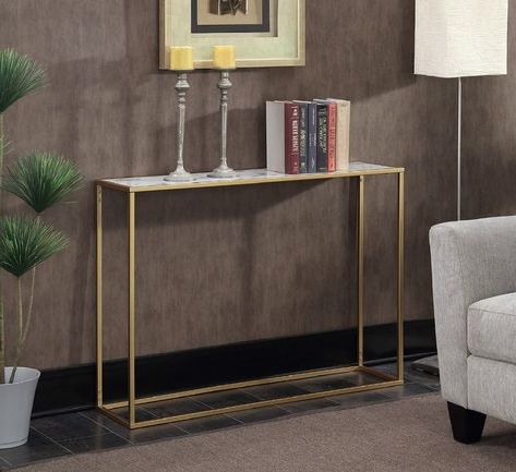Gold Coast Faux Marble Console Table – Convenience Concepts 413499m In With Regard To Faux Marble Console Tables (View 1 of 20)
