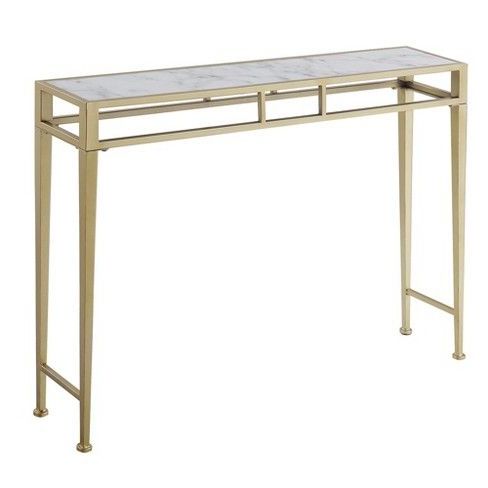 Gold Coast Julia Hall Console Table Faux Marble White – Johar Furniture With Regard To Glass And Gold Console Tables (View 8 of 20)