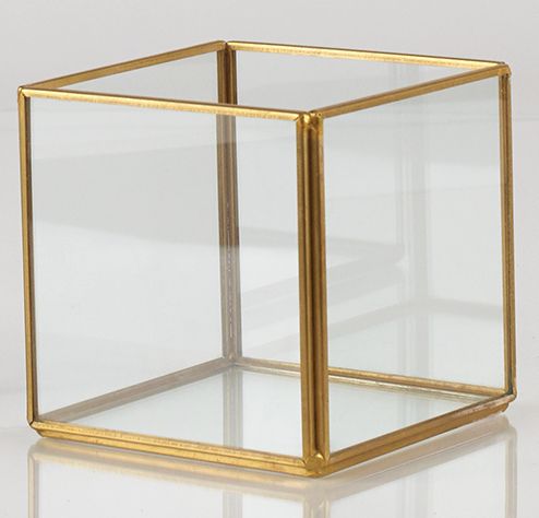 Gold Cube Terrarium For Cocktail Tables | Glass Cube, Gold Glass For Geometric Glass Top Gold Console Tables (View 16 of 20)