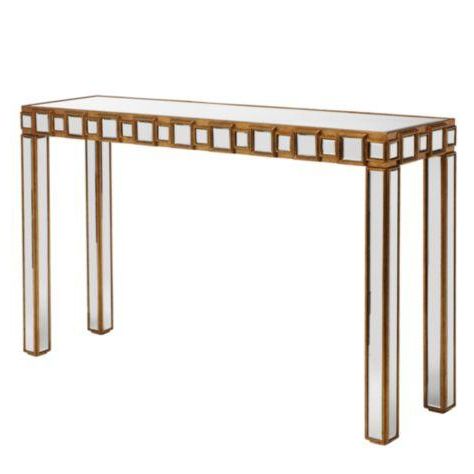 Gold Trim Mirrored Facet Console Table With Regard To Gold Console Tables (View 18 of 20)