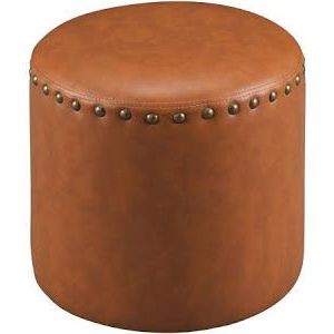 Google Express – The Curated Nomad Barbossa Faux Leather Round Ottoman Within Gold And White Leather Round Ottomans (View 3 of 20)