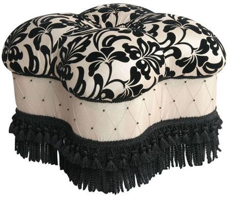 Gothic Hand Beaded Ottoman | Jennifer Taylor, Fabric Ottoman, Black Ottoman Throughout Black Fabric Ottomans With Fringe Trim (View 8 of 20)