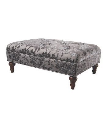 Gray Regal Floral Bench | Furniture, Floral Bench, Bedroom Ottoman With Regard To Honeycomb Cream Velvet Fabric And Gold Metal Ottomans (View 10 of 20)