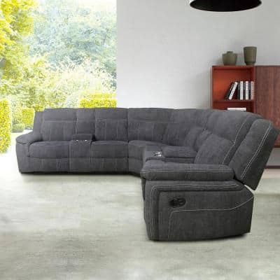 Gray – Sectional Sofas – Living Room Furniture – The Home Depot With Regard To Round Gray And Black Velvet Ottomans Set Of 2 (Gallery 19 of 20)