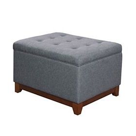 Gray Textured Cocktail Storage Bench | Storage Ottoman, Ottoman With Textured Gray Cuboid Pouf Ottomans (View 1 of 20)