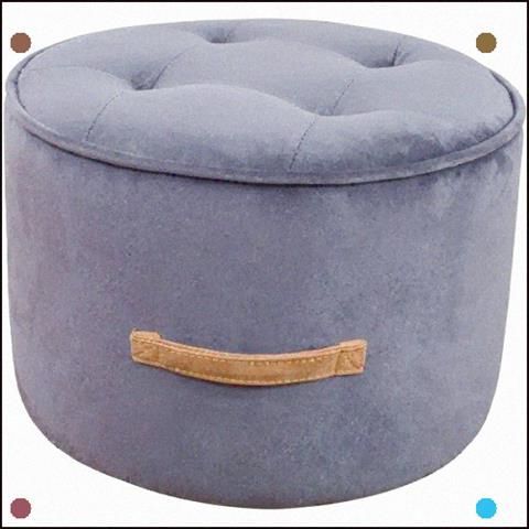 Gray Velvet Round Button Tufted Top Ottoman Footstool | Velvet Ottoman With Light Gray Velvet Fabric Accent Ottomans (View 13 of 20)