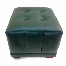 Green Leather Square Ottoman – Dessau Home – W468 For Green Pouf Ottomans (View 12 of 20)