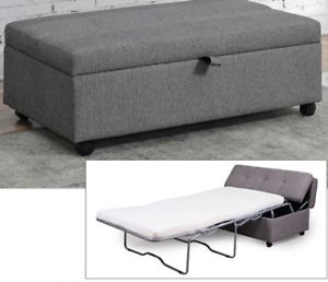 Grey Day Bed Single Guest Sofa Ottoman Storage Sleeper Fabric Bench With Light Gray Fold Out Sleeper Ottomans (View 1 of 20)