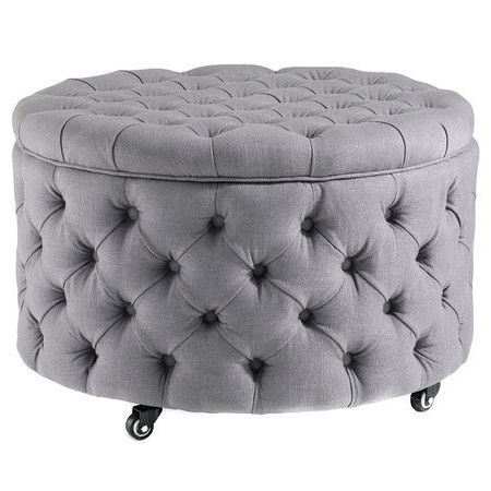Grey Large Jessica Storage Ottoman | Storage Ottoman, Ottoman, Large Throughout Gray Moroccan Inspired Pouf Ottomans (View 18 of 20)