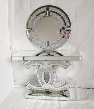 Guanding Hot Sale Modern Luxury Cc Gg Crushed Diamond Mirrored Console Inside Mirrored Modern Console Tables (View 17 of 20)