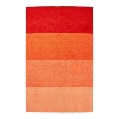 Gus* Modern Gradient Hand Woven Wool Red/orange Area Rug | Hand Tufted Inside Beige And White Ombre Cylinder Pouf Ottomans (Gallery 19 of 20)
