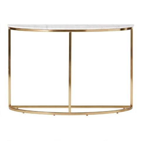 Half Round White Marble Milan Console Table | Console Table, White With Regard To White Marble And Gold Console Tables (View 1 of 20)