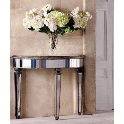 Half Versailles Mirrored Console Table | Mirrored Console Table Pertaining To Mirrored And Silver Console Tables (View 4 of 20)