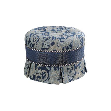 Hallie Decorative Round Ottoman, Dusty Blue – Walmart | Round Pertaining To Pouf Textured Blue Round Pouf Ottomans (View 17 of 20)