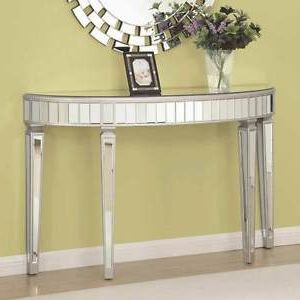 Hallway Entryway Mirrored Mirror Console Sofa Table Stand Half Oval Intended For Mirrored Modern Console Tables (View 13 of 20)