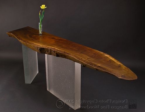 Hand Crafted Claro Walnut Sofa Table With Glass Legsburgess Fine With Hand Finished Walnut Console Tables (View 15 of 20)