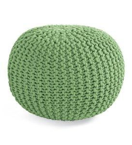 Hand Knitted Pouf Ottoman – Beige | Plowhearth Pertaining To Beige Cotton Pouf Ottomans (View 10 of 20)