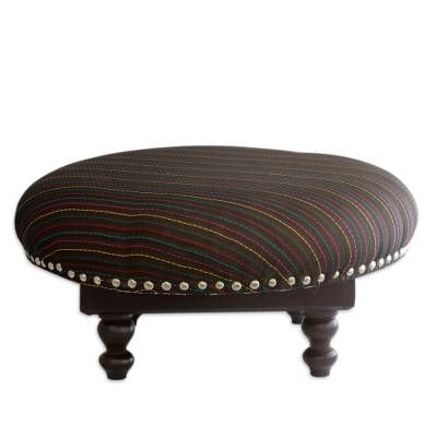 Handcrafted Black Upholstery Ottoman From India – Delhi Night | Novica Within Black And Natural Cotton Pouf Ottomans (View 11 of 20)