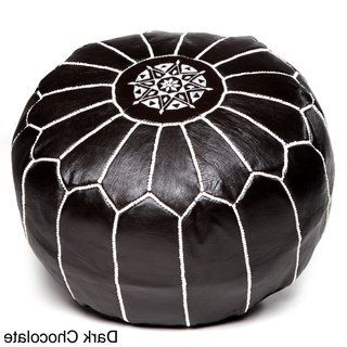 Handmade Moroccan Leather Pouf Ottoman (morocco) (white), Moroccan Buzz With Gray Moroccan Inspired Pouf Ottomans (View 11 of 20)