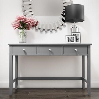 Harper Grey Solid Wood Console Table | Gray Console Table, White In Oak Wood And Metal Legs Console Tables (View 18 of 20)