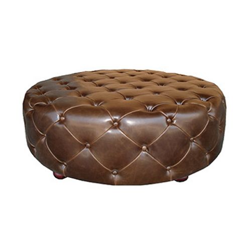 Harrison Leather Tufted Ottoman | Beachview1 Throughout Linen Sandstone Tufted Fabric Cocktail Ottomans (View 18 of 20)