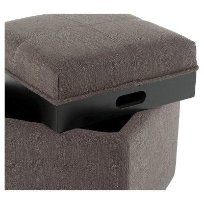 Harrison Single Tray Ottoman – Charcoal Brown – Safavieh , Grey Brown Pertaining To Charcoal And Light Gray Cotton Pouf Ottomans (View 3 of 20)