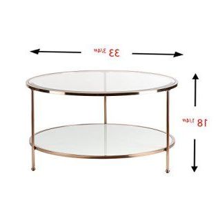 Henn&hart Round Coffee Table, Gold, 17" H X 36" L X 36" W | Oval Glass With Regard To Glass And Gold Oval Console Tables (View 7 of 20)