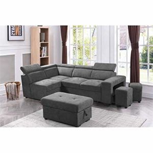 Henrik Light Gray Sleeper Sectional Sofa With Storage Ottoman And 2 With Light Gray Fold Out Sleeper Ottomans (View 14 of 20)