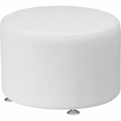 Hercules Alon Melrose White Leather 24'' Round Ottoman [zb 803 Rd 24 Wh Gg] Throughout White Large Round Ottomans (View 3 of 20)