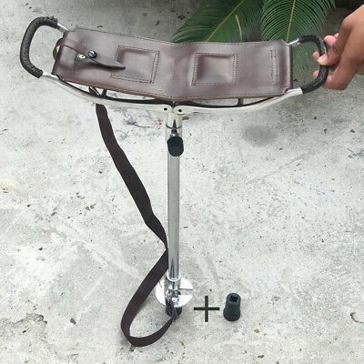 High Quality Brown Leather Shooting Stick Racing Folding Seat Shows In Medium Brown Leather Folding Stools (View 13 of 20)