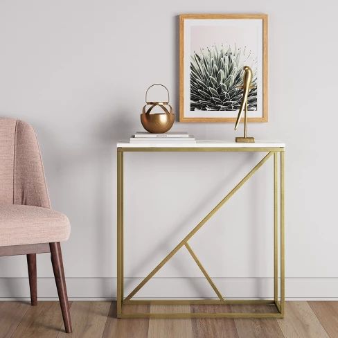 Highfield Console Table White Marble/brass – Project 62™ : Target Intended For Gloss White Steel Console Tables (View 5 of 20)