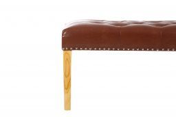 Highgrove Tan Brown Leather Studded Large Oak Dining Bench Throughout Medium Brown Leather Folding Stools (Gallery 19 of 20)