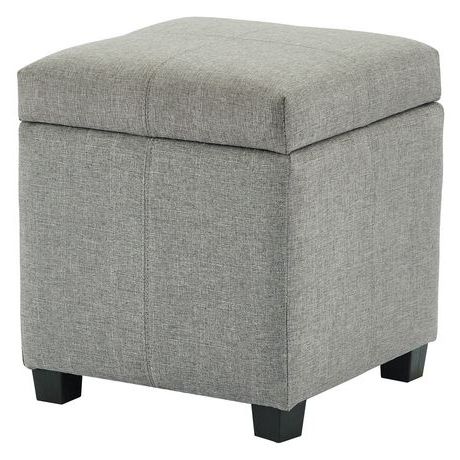 Hinged Lid Storage Ottoman  Grey | Walmart Canada Inside Gray Moroccan Inspired Pouf Ottomans (Gallery 20 of 20)