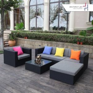 H&l Patio Black 6 Piece Wicker Sectional Sofa Set With Ottoman And Regarding Black And Tan Rattan Console Tables (View 10 of 20)