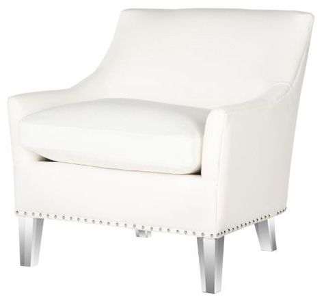 Hollywood Glam Tufted Acrylic White Club Chair W/ Silver Nail Heads Within White And Clear Acrylic Tufted Vanity Stools (View 8 of 20)