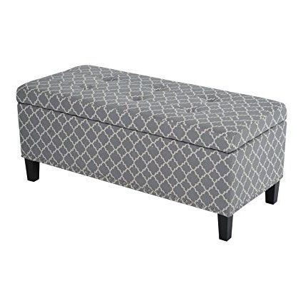 Homcom 42" Tufted Fabric Ottoman Storage Bench (gray/white) | Storage Pertaining To Linen Tufted Lift Top Storage Trunk (View 1 of 20)