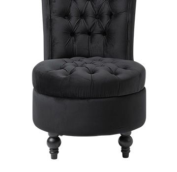 Homcom High Back Elegant Velveteen Tufted Accent Chair Unique Stool With Round Gray And Black Velvet Ottomans Set Of  (View 3 of 20)