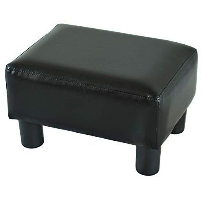 Homcom Modern 15″ Rectangular Faux Leather Ottoman Footrest – Bright Regarding Black Faux Leather Ottomans With Pull Tab (View 15 of 20)