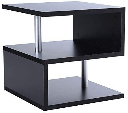 Homcom Wooden S Shape Cube Coffee Console Table 2 Tier Storage Shelves Within Black Wood Storage Console Tables (View 3 of 20)