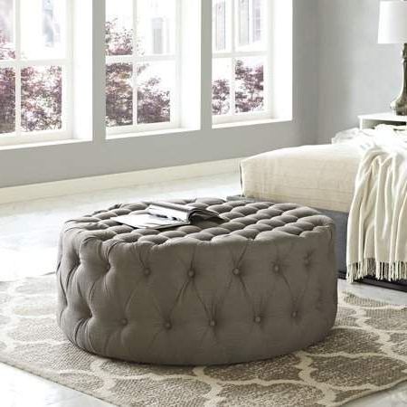 Home In 2020 | Fabric Ottoman, Upholstered Ottoman, Cocktail Ottoman Intended For Cream Wool Felted Pouf Ottomans (View 3 of 20)