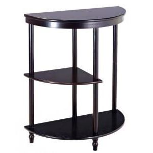 Homecraft Furniture Espresso 3 Tier End Table Mh125 C | Half Moon Intended For 3 Tier Console Tables (View 7 of 20)