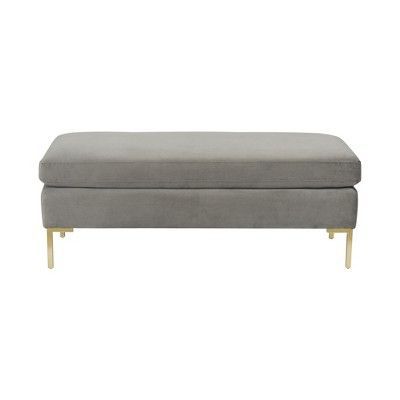 Homepop Bedford Large Velvet Decorative Bench With Pillow Top Gray Regarding Rivet Gray Velvet Fabric Bench (View 2 of 20)